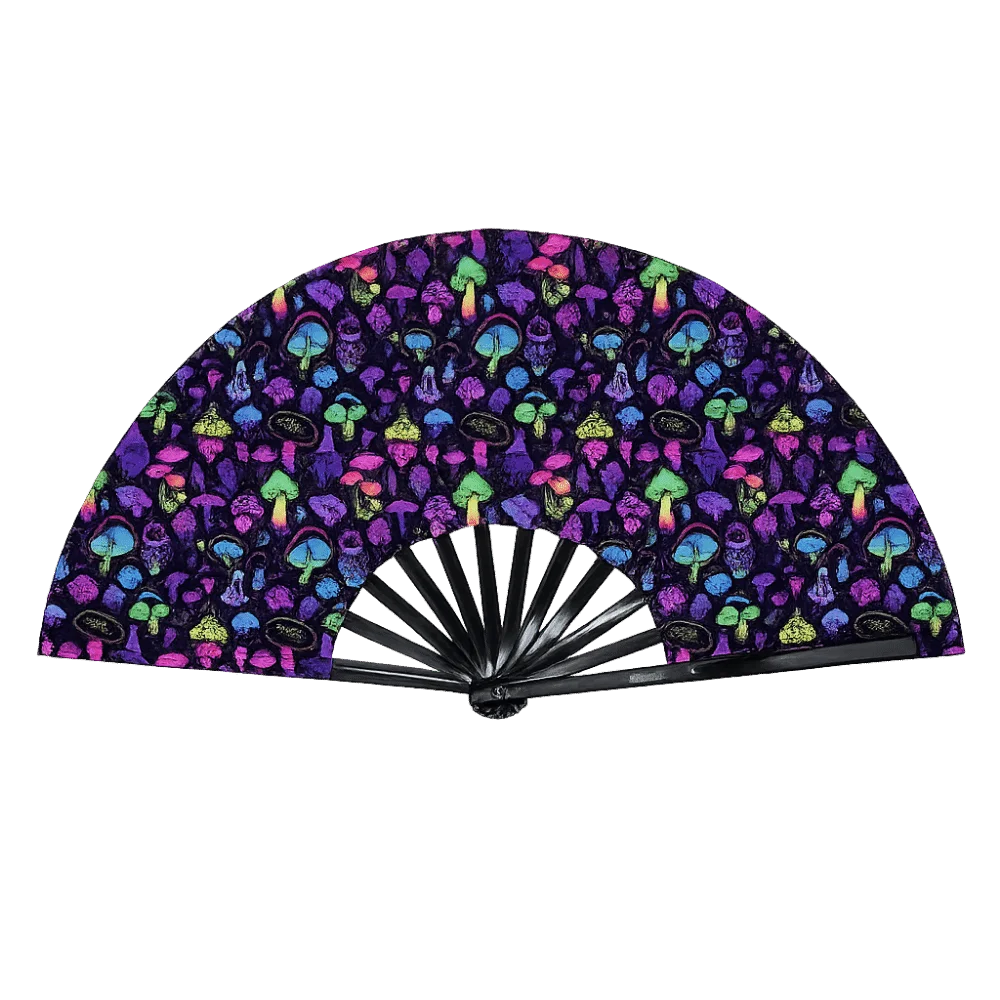 UV Glow 33cm Folding Hand Fan – Rave, Festival & Dance
