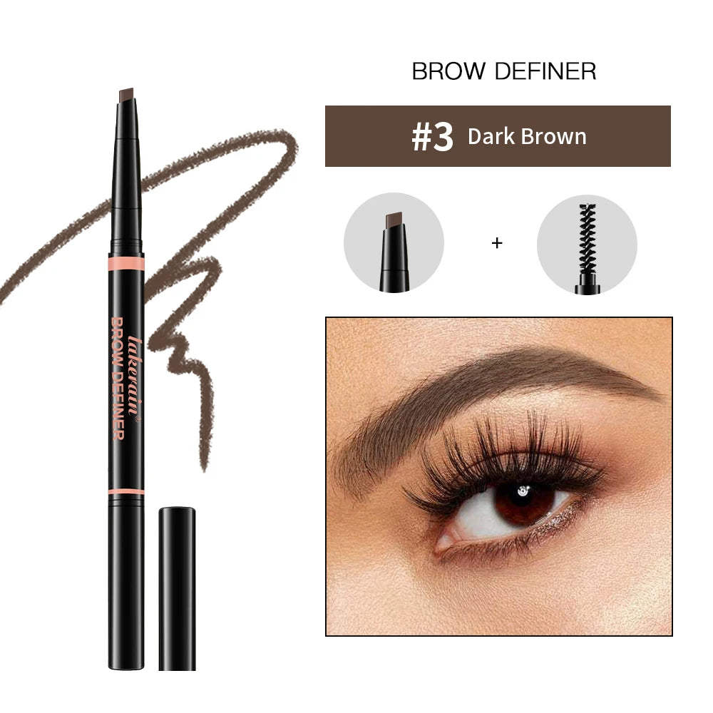 Lakerain Eyebrow Pencil Automatic Rotating Double Head Long Lasting Natural Waterproof 3 Color Triangle Eyebrow Pen Make Up Peaceful Pleasures Health and Wellness 3drack brown