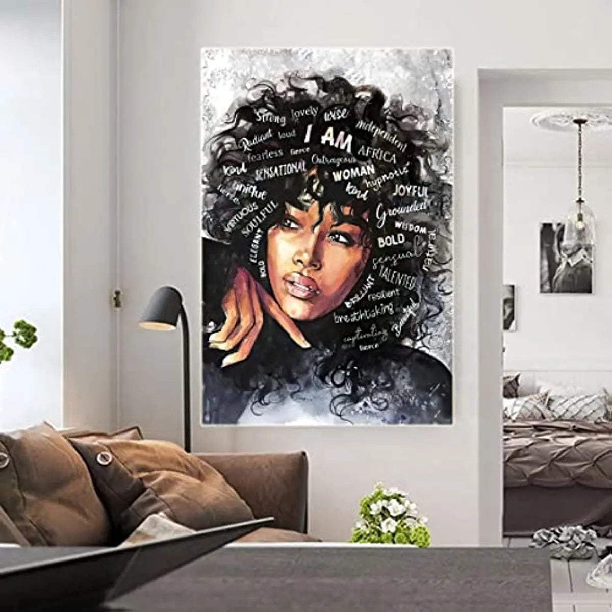 Black Abstract Contemporary Canvas Wall Art African American Poster Black Women Canvas Prints Painting for Living Room Bedroom Peaceful Pleasures Health and Wellness ZLH3311 90x130cm No Frame