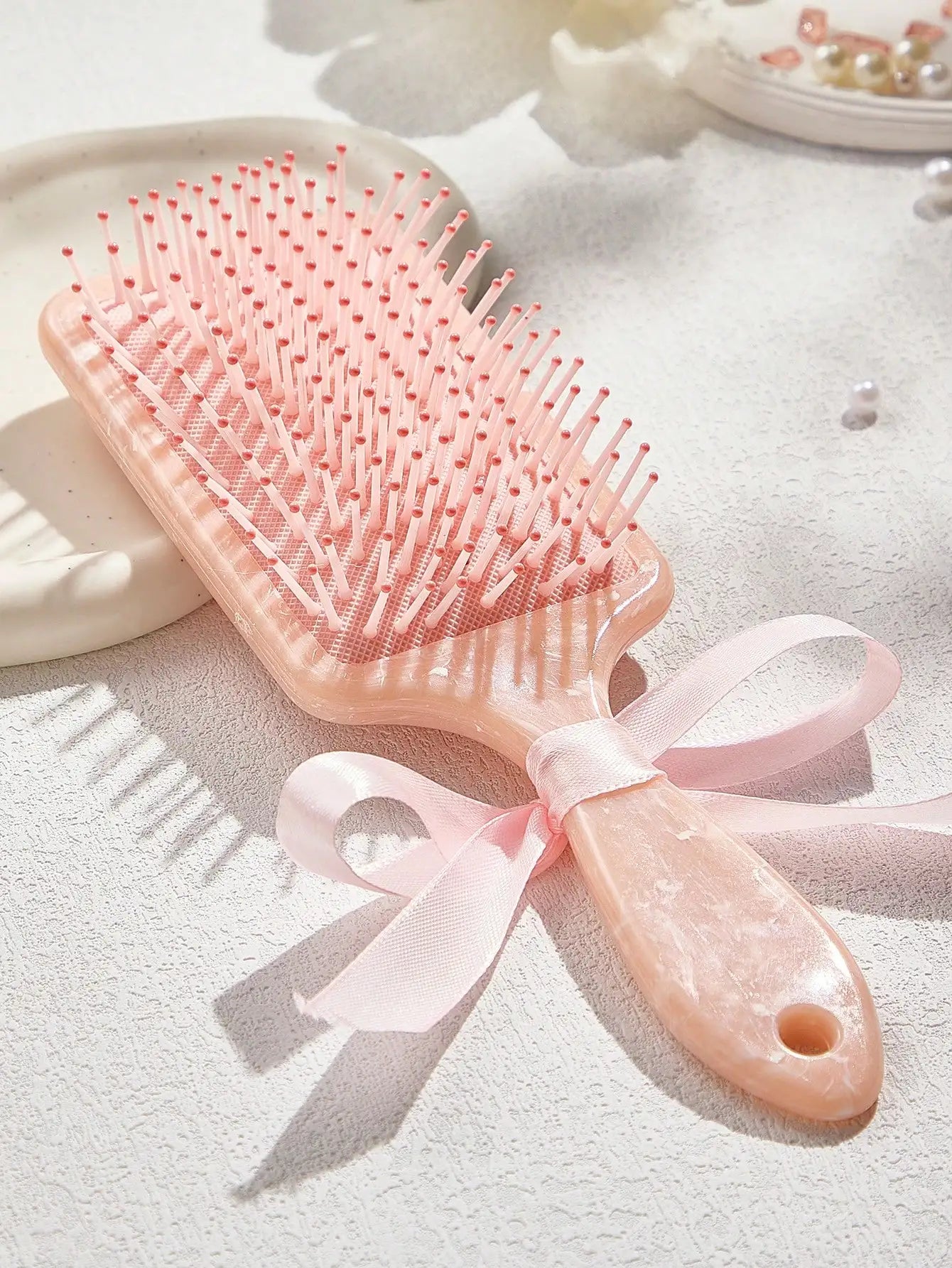 Custom Name Hairbrush Personalized Engraved Detangling Air Cushion Comb Bridesmaid Birthday Gift for Women Girls Pink Peaceful Pleasures Health and Wellness