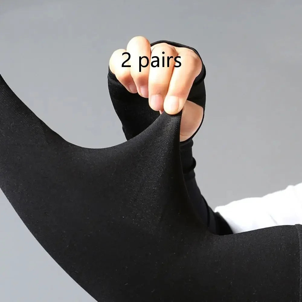 UV Arm Sleeves for Cycling & Driving – 2 Pairs Black