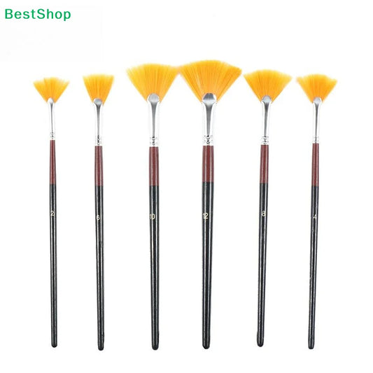 6-Piece Fan Paint Brush Set – Acrylic, Watercolor & Oil Fan Paint Brush Set Oasis Select