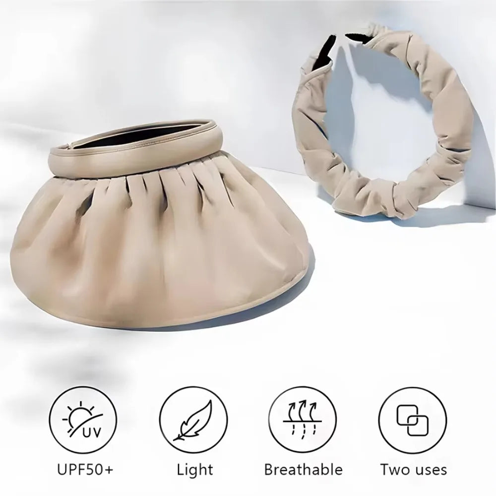 Stylish Summer Sun Hat Women Foldable Hair Hoop Hat Portable Outdoor Beach Soft Foldable Summer Sunshade Wide Brim Designer Hat Peaceful Pleasures Health and Wellness