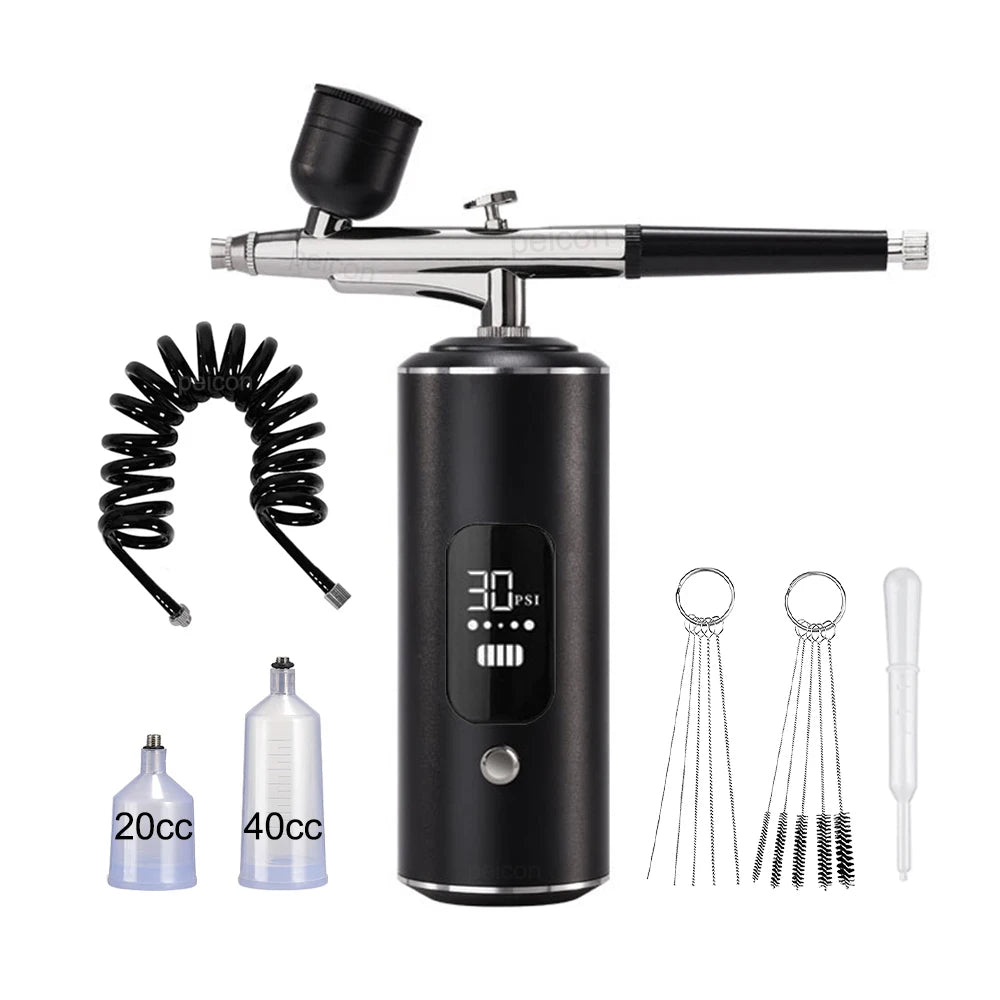 Airbrush with Compressor Paint Spray Gun Portable Airbrush Painting Mini Spray Gun for Paint Model Airbrush Kit with Compressor Peaceful Pleasures Health and Wellness Black