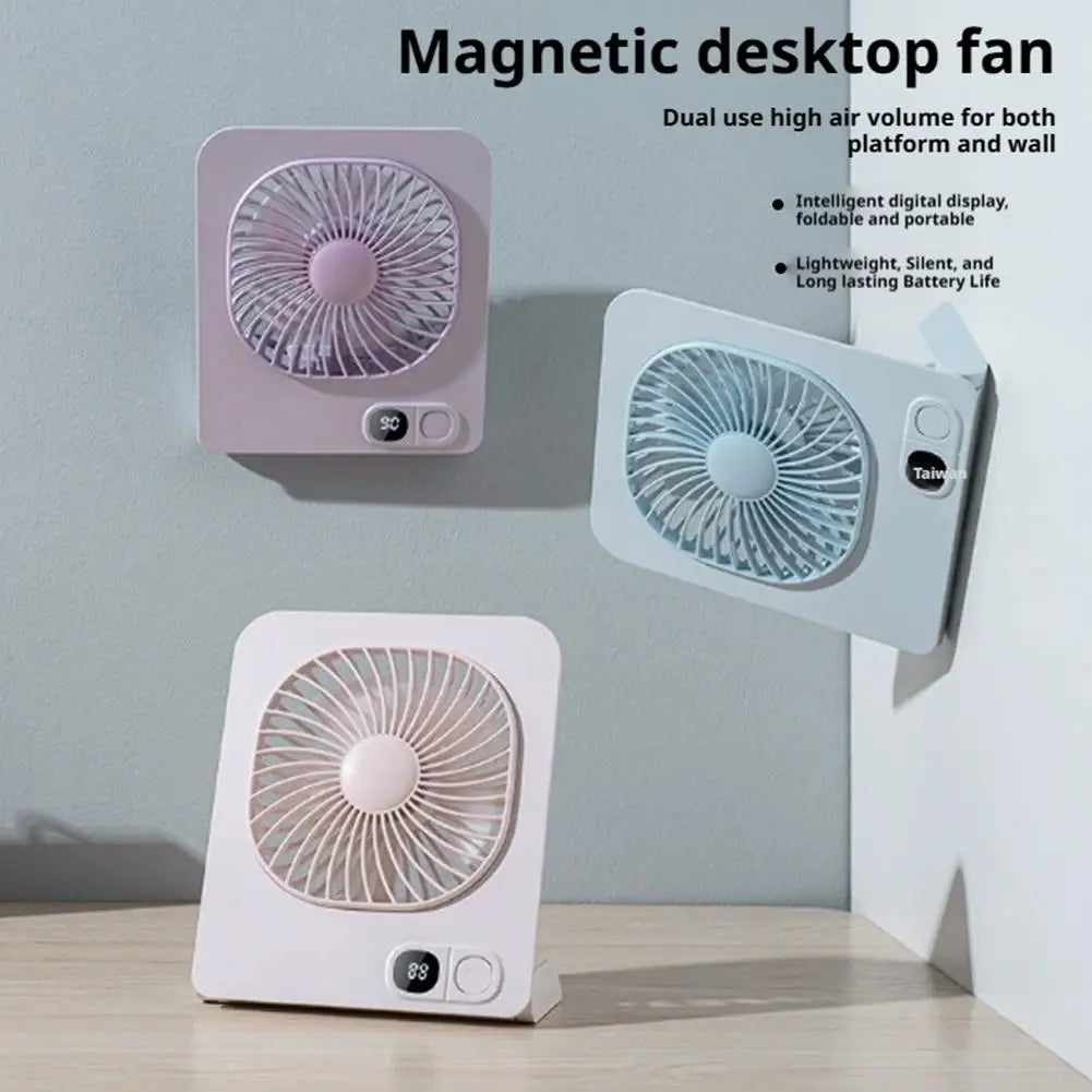 Magnetic Desk Fan USB Rechargeable Portable Electric Fan for Office Student Home Desktop Tabletop Daily Use Quiet Electronics Peaceful Pleasures Health and Wellness