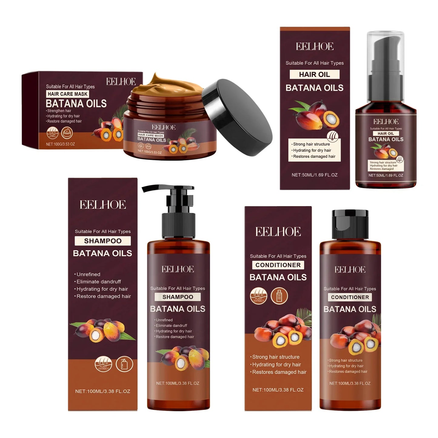 EELHOE Batana Oil Hair Care Set – Nourish & Strengthen Hair