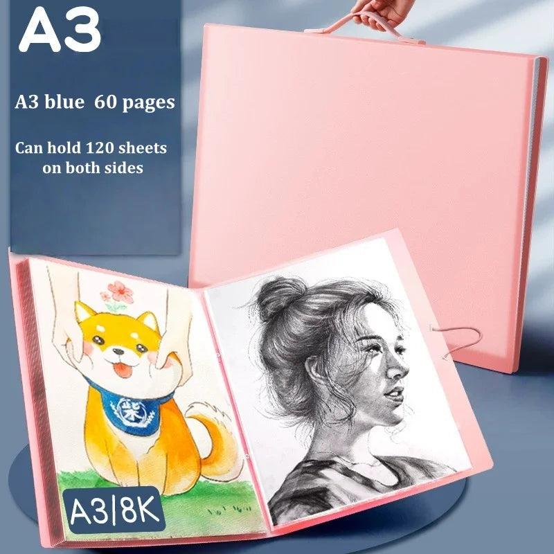 A3 Diamond Painting Storage Book | 30 & 60 Page Clear Folder Art Portfolio Folder Peaceful Pleasures Health and Wellness A3-60Pages Pink