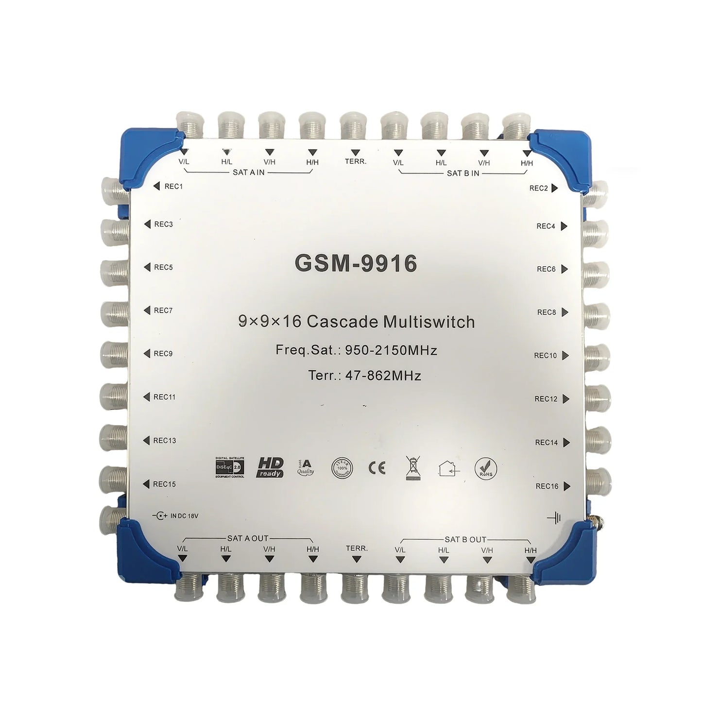 Tuoying 5/9-in 16-out Satellite Multi-Switch DiSEqC Distributor