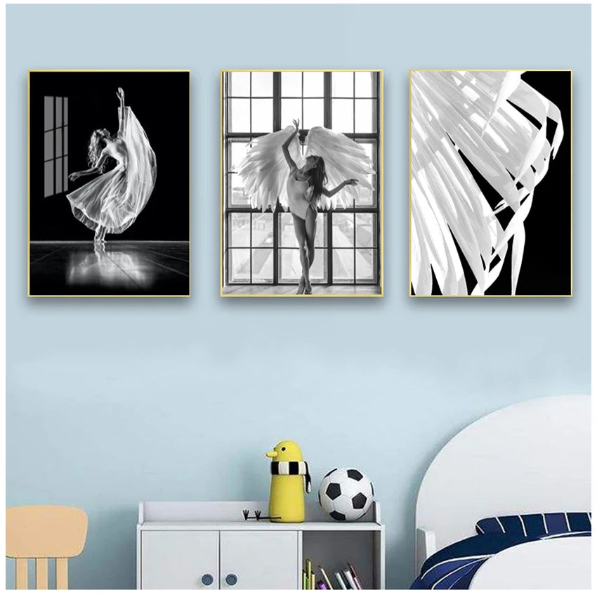 Guardian Angel Canvas Wall Art | Scandinavian White Wings Print