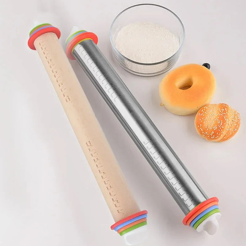 Stainless Steel Rolling Pin Adjustable Thickness Non Stick Household Dumpling Skin Baking Tool Rolling Powder Noodle Stick New Peaceful Pleasures Health and Wellness