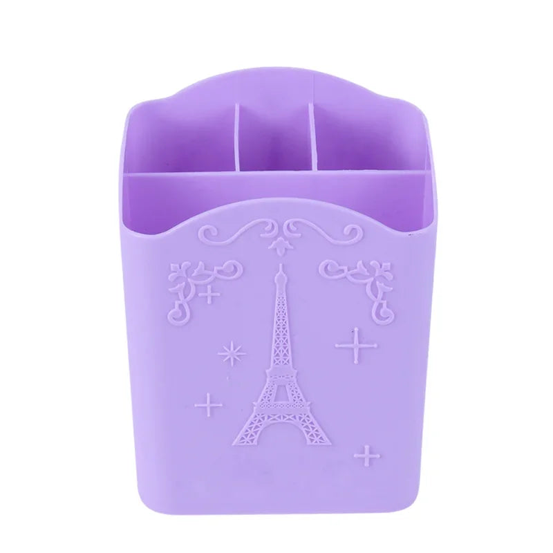 Portable Empty Plastic 4 Compartments Makeup Brush Holder, Nail Box Storage, Nail Pen Container, Random color Peaceful Pleasures Health and Wellness