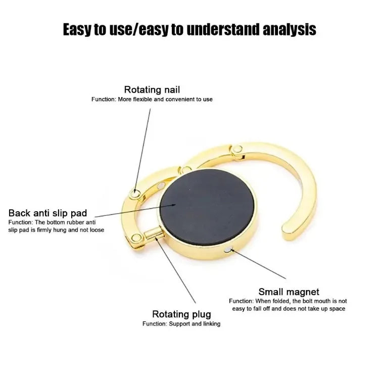 Fashion Bag Holder Handbag Hanger Folding Hook Holder Portable Key Rack Table Hook Hardware Travel Outdoor Storage Hanger Peaceful Pleasures Health and Wellness