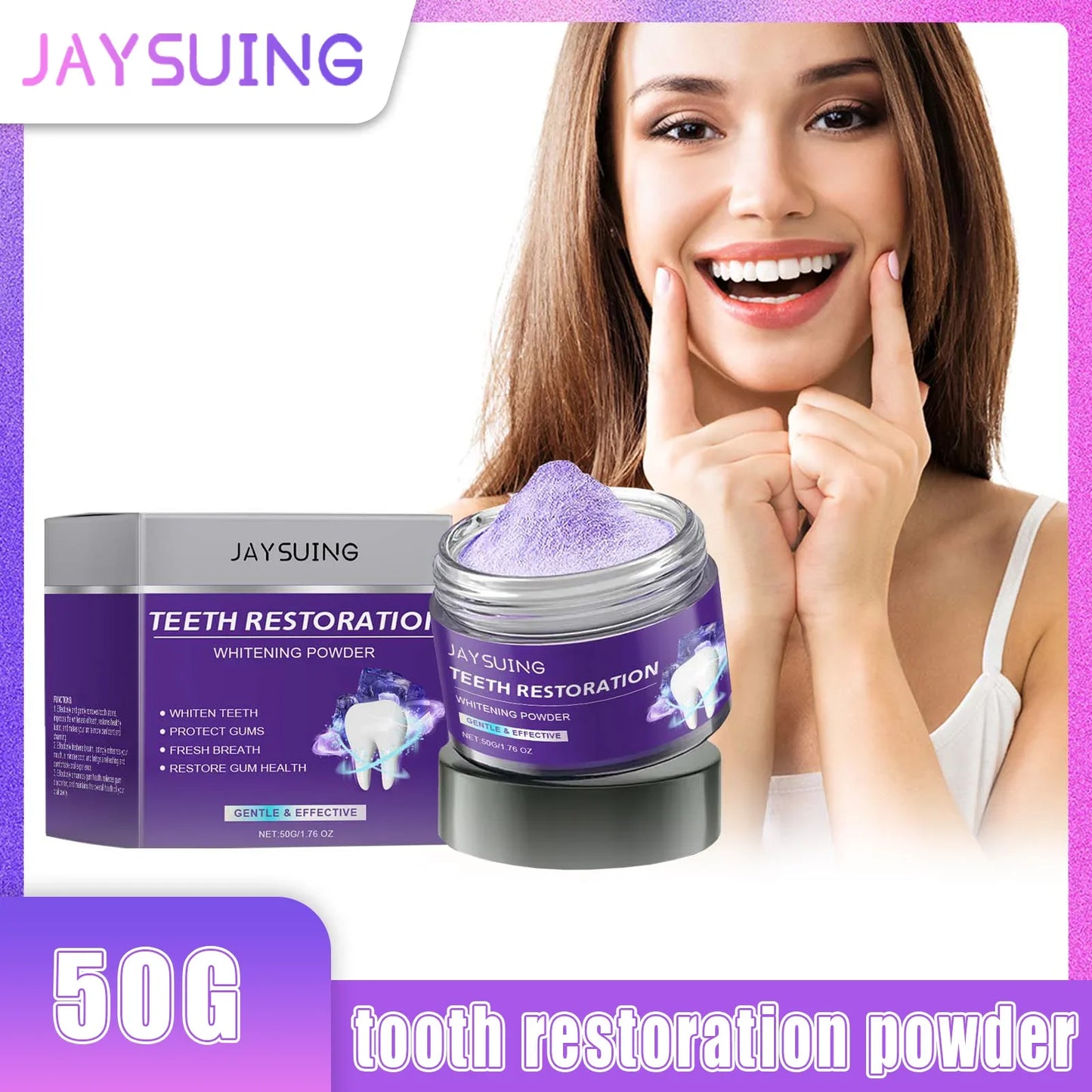 Jaysuing Purple Whitening Tooth Powder | Stain Removal