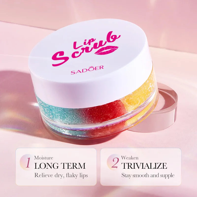 SADOER 3-Color Lip Scrub Cream | Moisturizing Lip Plumper & Balm