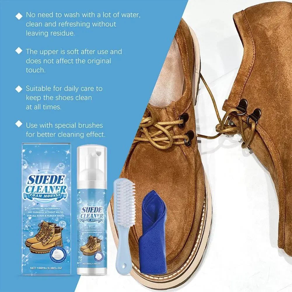 Suede Cleaner Kit No-wash Dry Cleaning Foam Univeral Decontamination for Suede Sheepskin Matte Shoes Leather Sneakers Care 100ml Peaceful Pleasures Health and Wellness