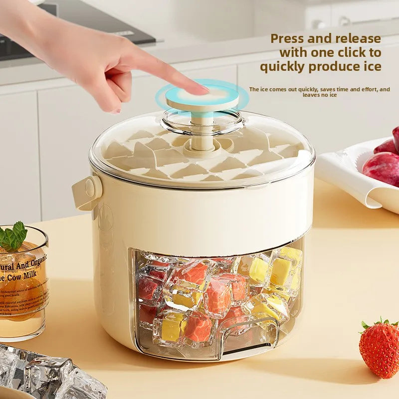 Portable Press Ice Cube Tray with Drawer, Large Capacity Multi-Layer Storage Bin for Home, Simple & Stylish Ice Maker Box Peaceful Pleasures Health and Wellness