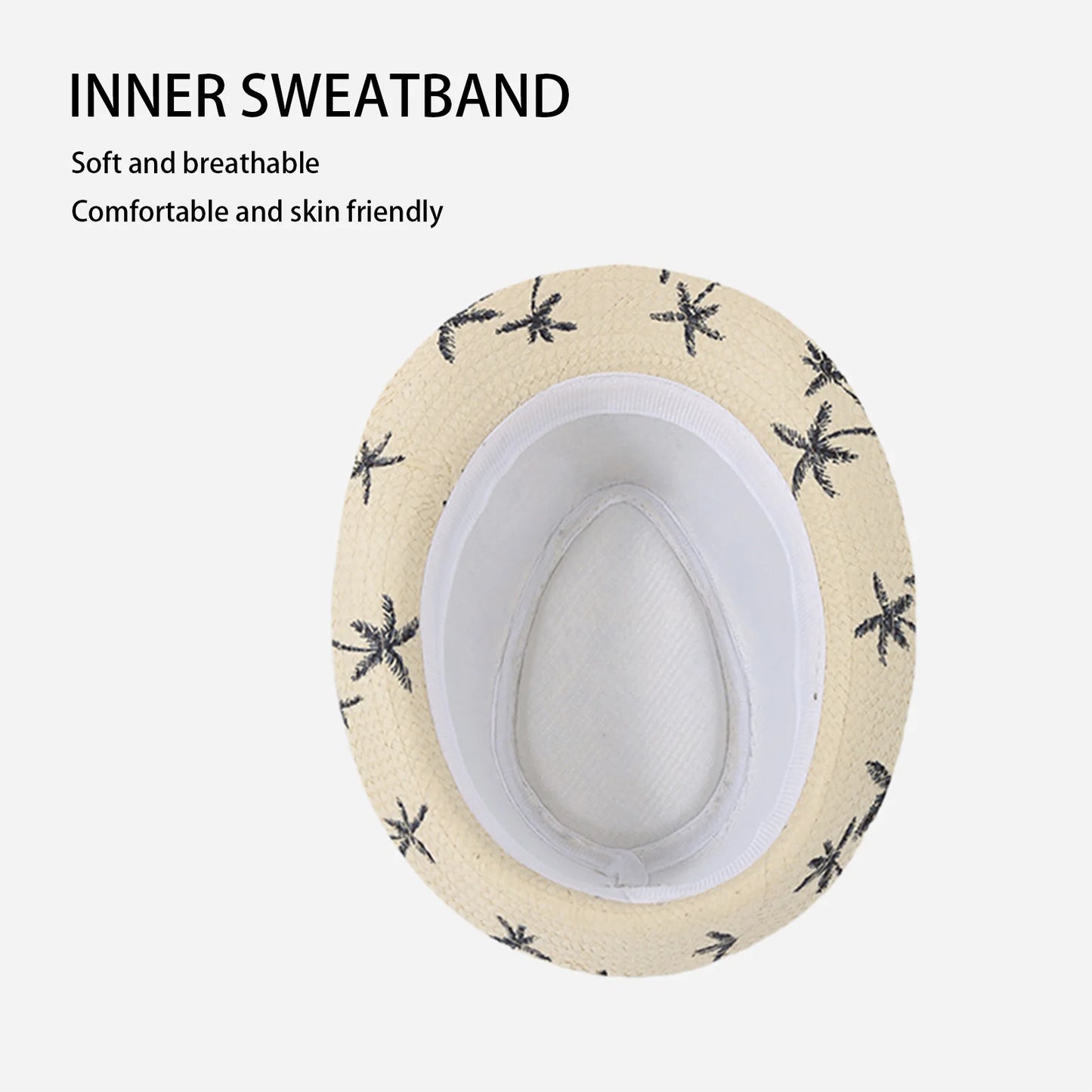 Summer Beach Woven Sun Hats Men Women Coconut tree print Jazz Sun Protection Travel Outdoor Panaman Straw Hats Unisex Peaceful Pleasures Health and Wellness