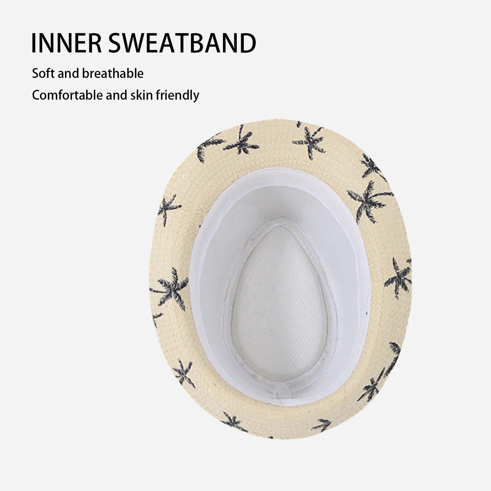 Summer Beach Woven Sun Hats Men Women Coconut tree print Jazz Sun Protection Travel Outdoor Panaman Straw Hats Unisex Peaceful Pleasures Health and Wellness