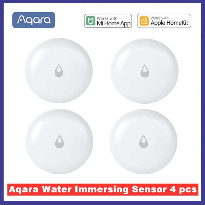 Aqara Water Leak Sensor ZigBee Water Immersing Detector Alarm Security Soaking Sensor Smart Home for Xiaomi Mi Home Homekit APP Peaceful Pleasures Health and Wellness Water Sensor 4 Pcs