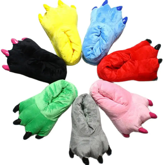 Funny Dinosaur Claw Plush Slippers – Warm Winter Indoor Shoes Novelty Plush Slippers Peaceful Pleasures Health and Wellness