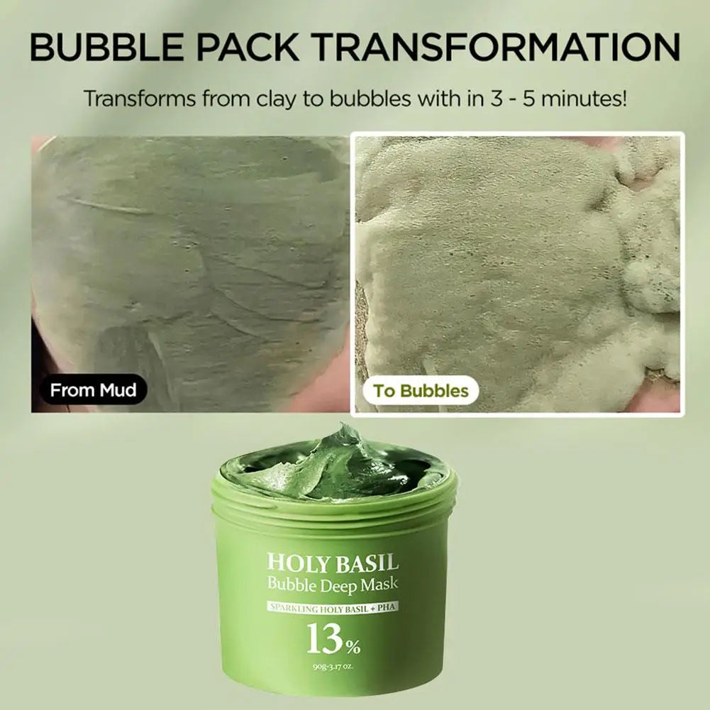 1/3pc Holy Basil Sparking Bubble Mask Cleansing Moisturizing Removes Blackheads Shrink Pores Makes the Skin Refreshing and Shiny Peaceful Pleasures Health and Wellness