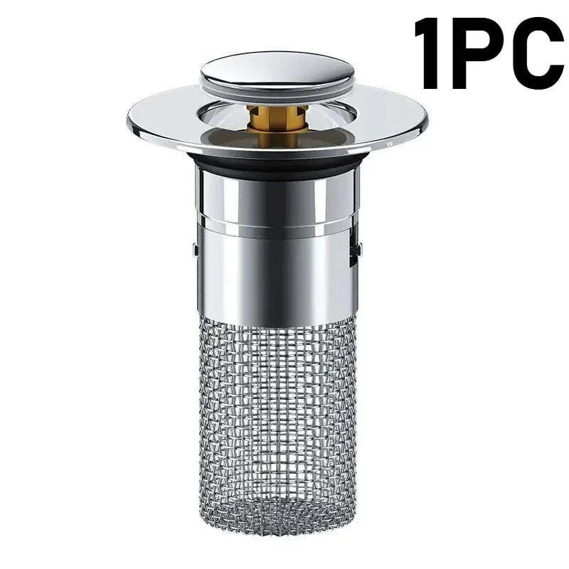Stainless Steel Press Drain Stopper – Odor Proof Sink Plug