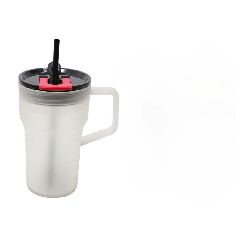680ML Creative Double-drinking Straw Cup, Simple 22oz Single-layer Plastic Car Cup, Girls' Office Drinkware Daily Water Cup Peaceful Pleasures Health and Wellness Black