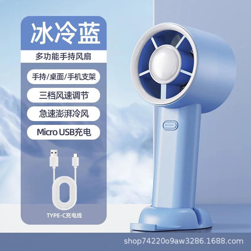 Lenovo Handheld Fan Portable USB Rechargeable Low Noise High Speed Strong Airflow Suitable For Office Outdoor And Commuting Use Peaceful Pleasures Health and Wellness Blue