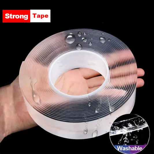 Nano Tape Double-Sided Adhesive Tape Super Strong Transparent Reusable Waterproof Washable Heat Resistant Home Office Wall Tape Peaceful Pleasures Health and Wellness