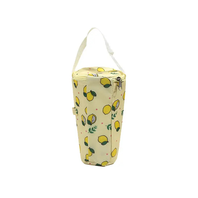 Milk Tea Cup Holder Insulated Portable Handheld Carrier for Office Student Carrying Fresh Keeping Cup Bag Cover Peaceful Pleasures Health and Wellness Yellow