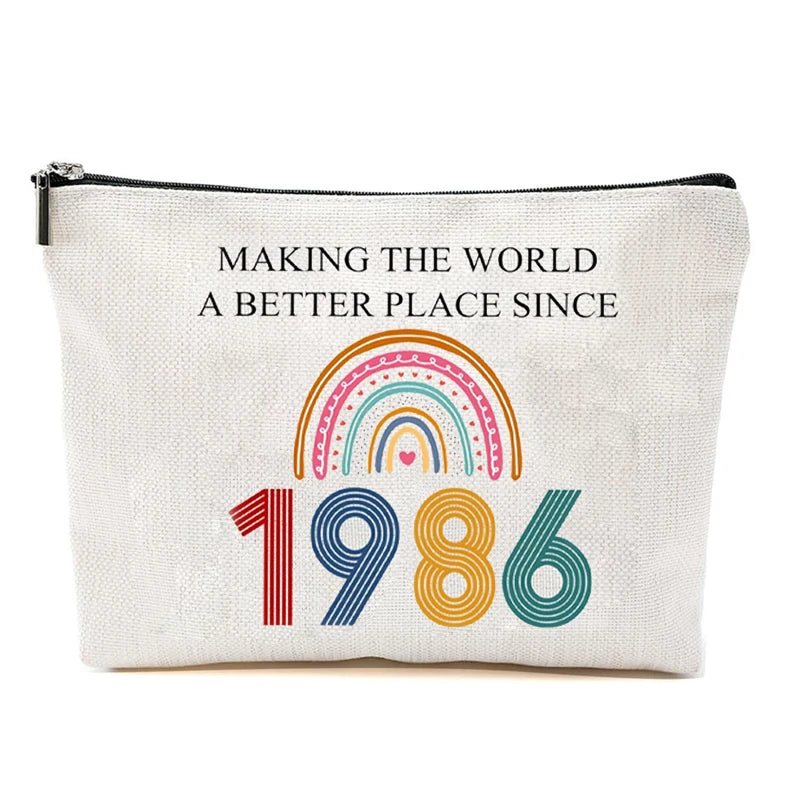 Funny 40th Birthday Gifts for Women 1986 Makeup Bag Cosmetic Travel 40 Year Old for Mom Friends Wife Birthday Party Decoration Peaceful Pleasures Health and Wellness A 15.5x22.5x4.5cm