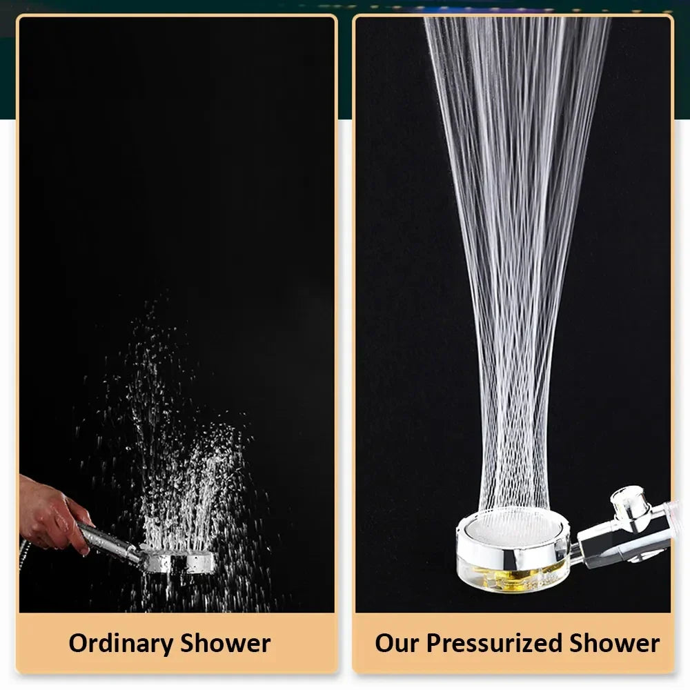 Turbo High-Pressure Handheld Shower Head with Filter & Stop Button