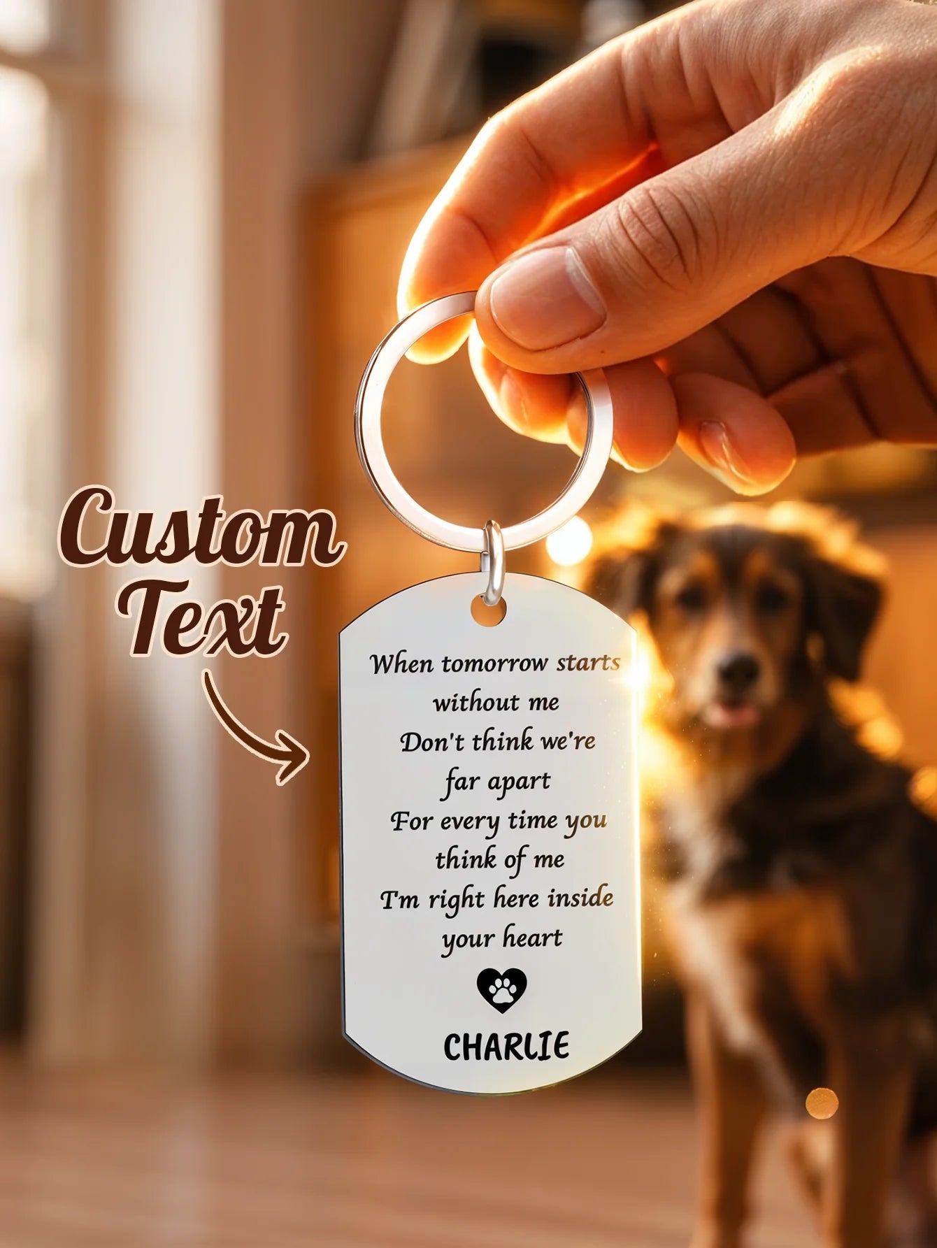 Personalized Pet Photo Keychain Custom Dog Memorial Gift Pet Loss Keepsake for Dog Lovers Anniversary Christmas Gift Peaceful Pleasures Health and Wellness