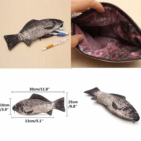 Pencil Bag Carp Pen Bag Realistic Fish Shape Make-up Pouch Pen Pencil Case With Zipper Back To School Pencil Pouch Pen Bag Peaceful Pleasures Health and Wellness