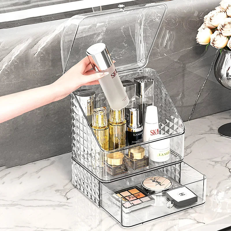 Luxury Transparent Makeup Storage Box with Drawers – Dustproof