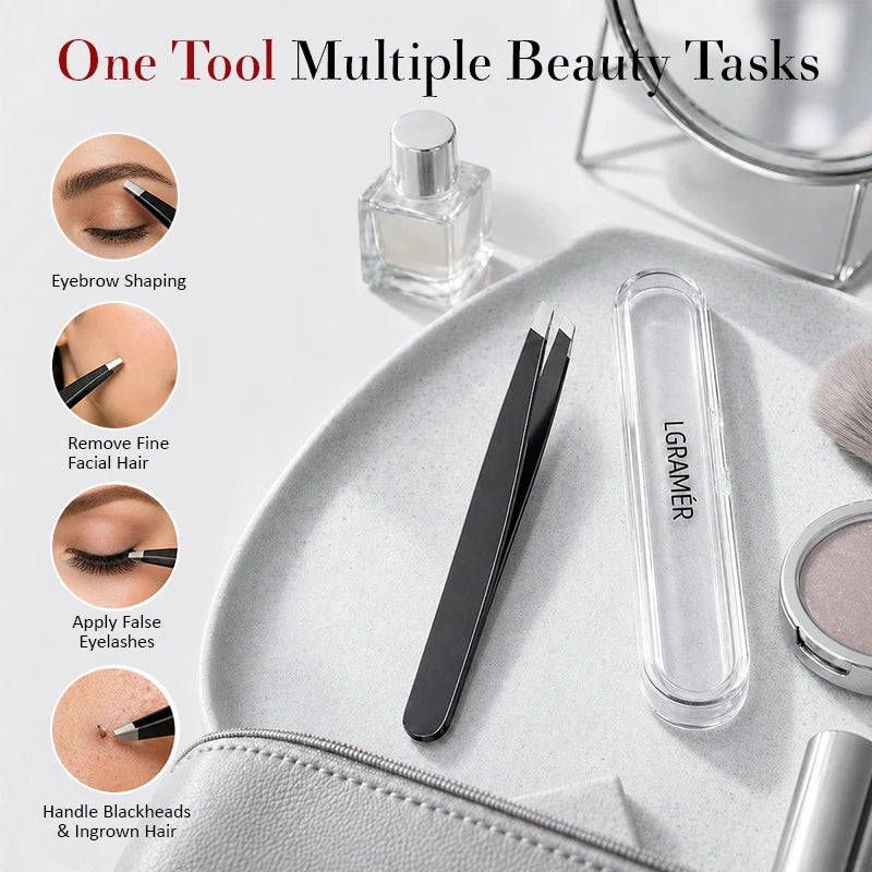 Precision Slant Eyebrow Tweezers | Facial Hair & Blackhead Removal