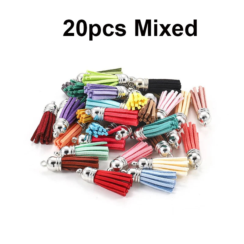 Leather Tassel Charms Silver Cap Earring Keychain Pendant Straps