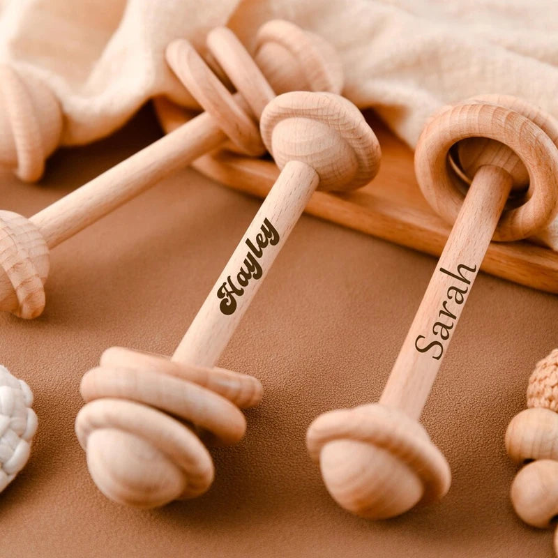Personalized Engraved Wooden Baby Rattle – Keepsake Gift Personalized Baby Rattle Peaceful Pleasures Health and Wellness