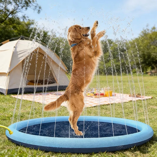 Large Inflatable Dog Pool Splash Pad 100–200cm | Pet Cooling Mat Inflatable Pet Pool Peaceful Pleasures Health and Wellness