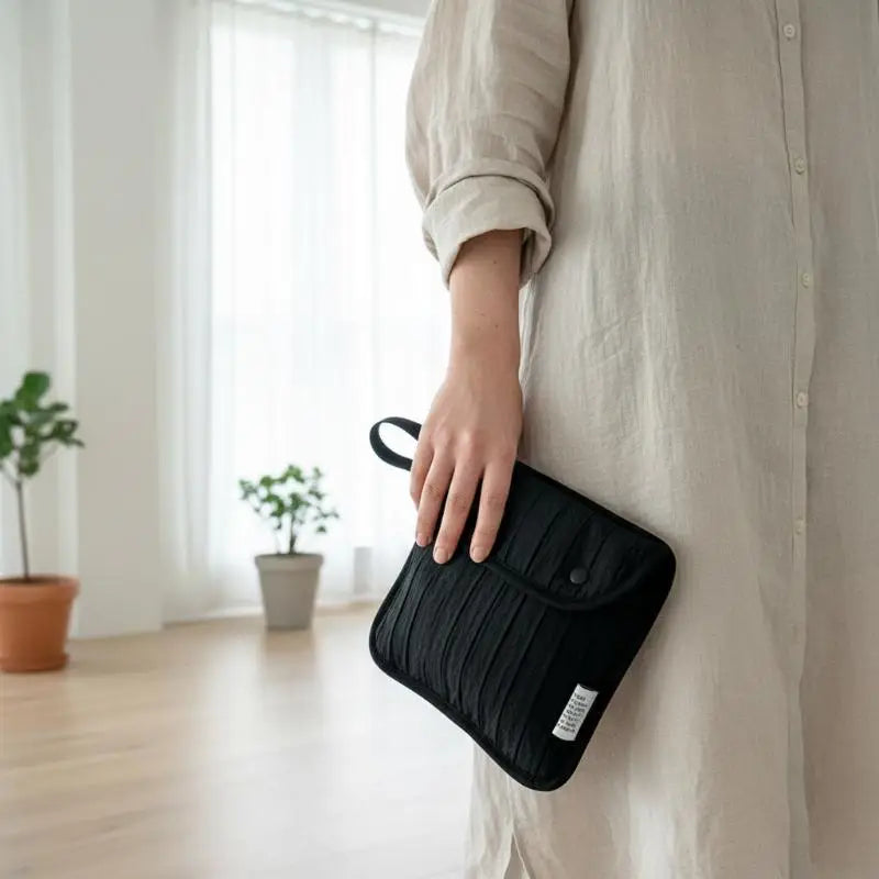 Quilted Nylon Mini Handbag – Snap Button Pouch for Women