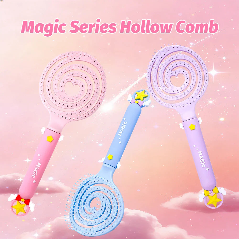 Magic Star Wand Spiral Hollow Comb – Flexible Bristles, 3 Colors
