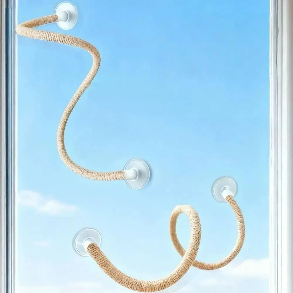 Interactive DIY Bendable Parrot Perch Non-slip with Suction Cups Bird Perch Stand Bird Climbing Linen Rope Window Peaceful Pleasures Health and Wellness