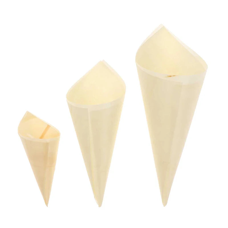 50pcs Disposable Wooden Appetizer Cones | Ice Cream Party