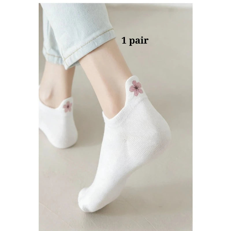 Women's Embroidered Ankle Socks | Japanese Low-Cut Style