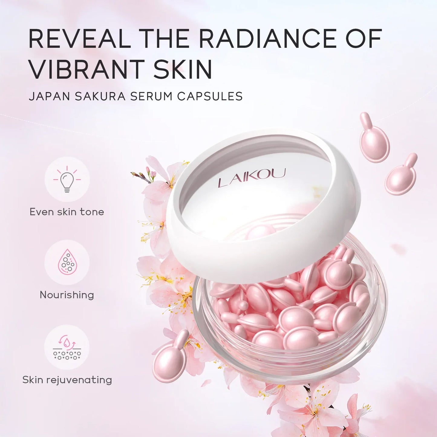 LAIKOU Sakura Capsule Face Serum – Brightening Anti-Wrinkle
