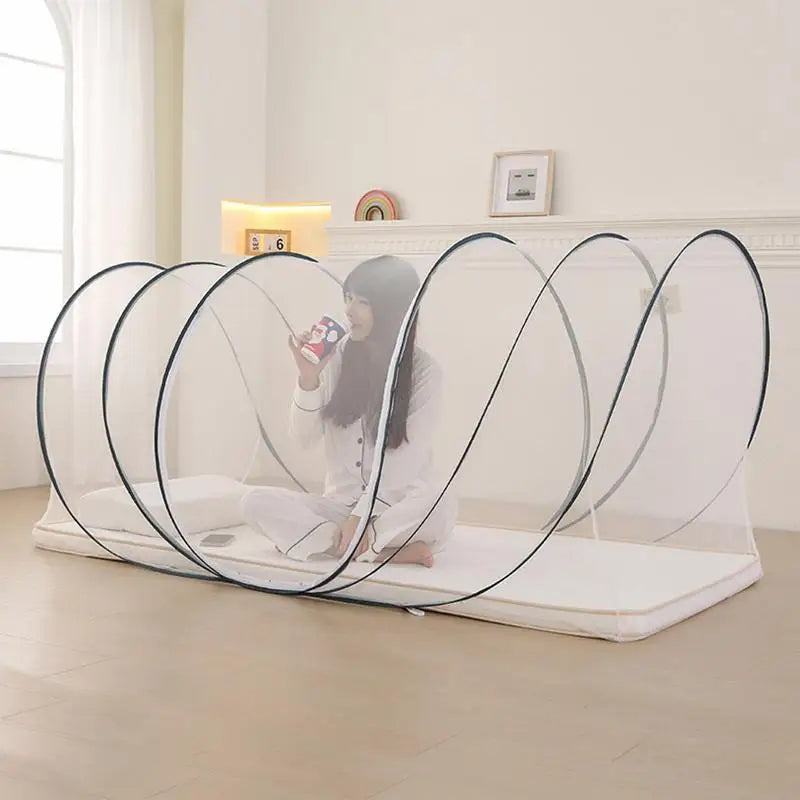 Portable Folding Mosquito Net with encrypted mesh Single Dormitory Camping Mosquito Net Home Travel Netting installation free Peaceful Pleasures Health and Wellness