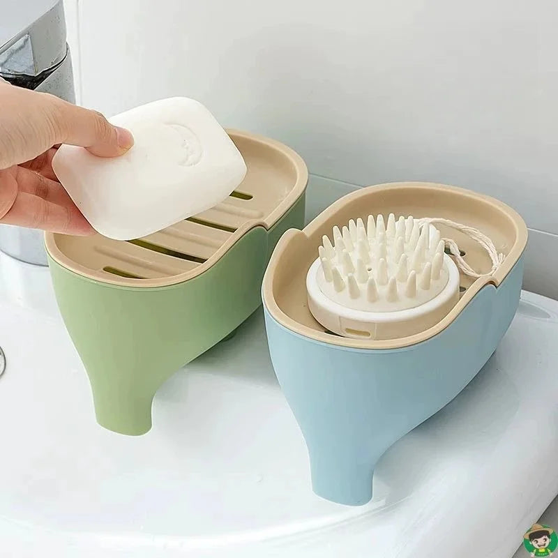 Cute Elephant Double Layer Soap Dish | Bathroom Soap Holder