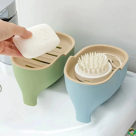 Cute Elephant Double Layer Soap Dish | Bathroom Soap Holder Soap Dish Peaceful Pleasures Health and Wellness