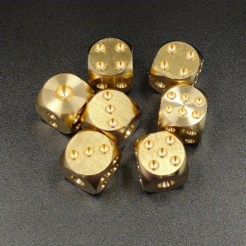 Elegant Brass Dice Carved Board Game Set, Perfect for Bar Games & Tabletop Fun, Unique Gift Idea for Gamers & Collectors Peaceful Pleasures Health and Wellness