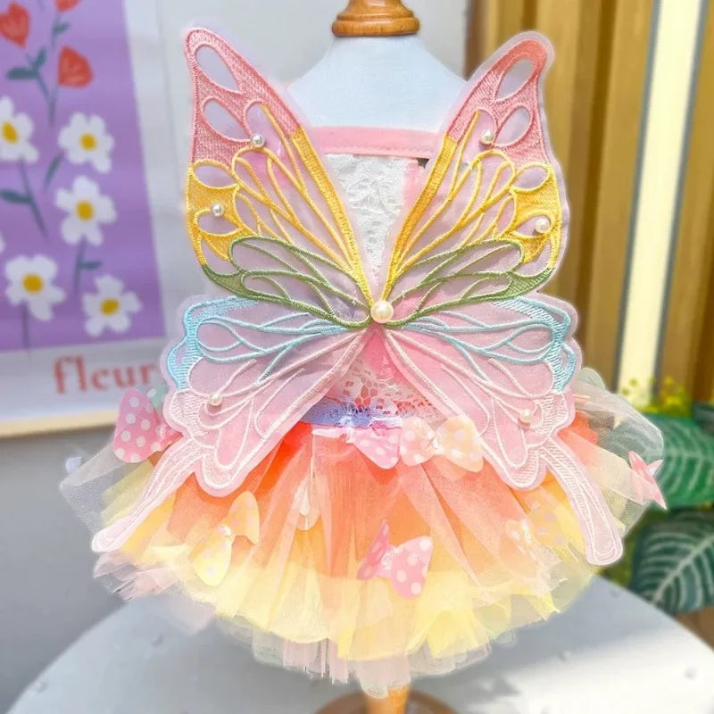 Pet Princess Dress – Lace Stripe Silk Skirt for Dogs & Cats